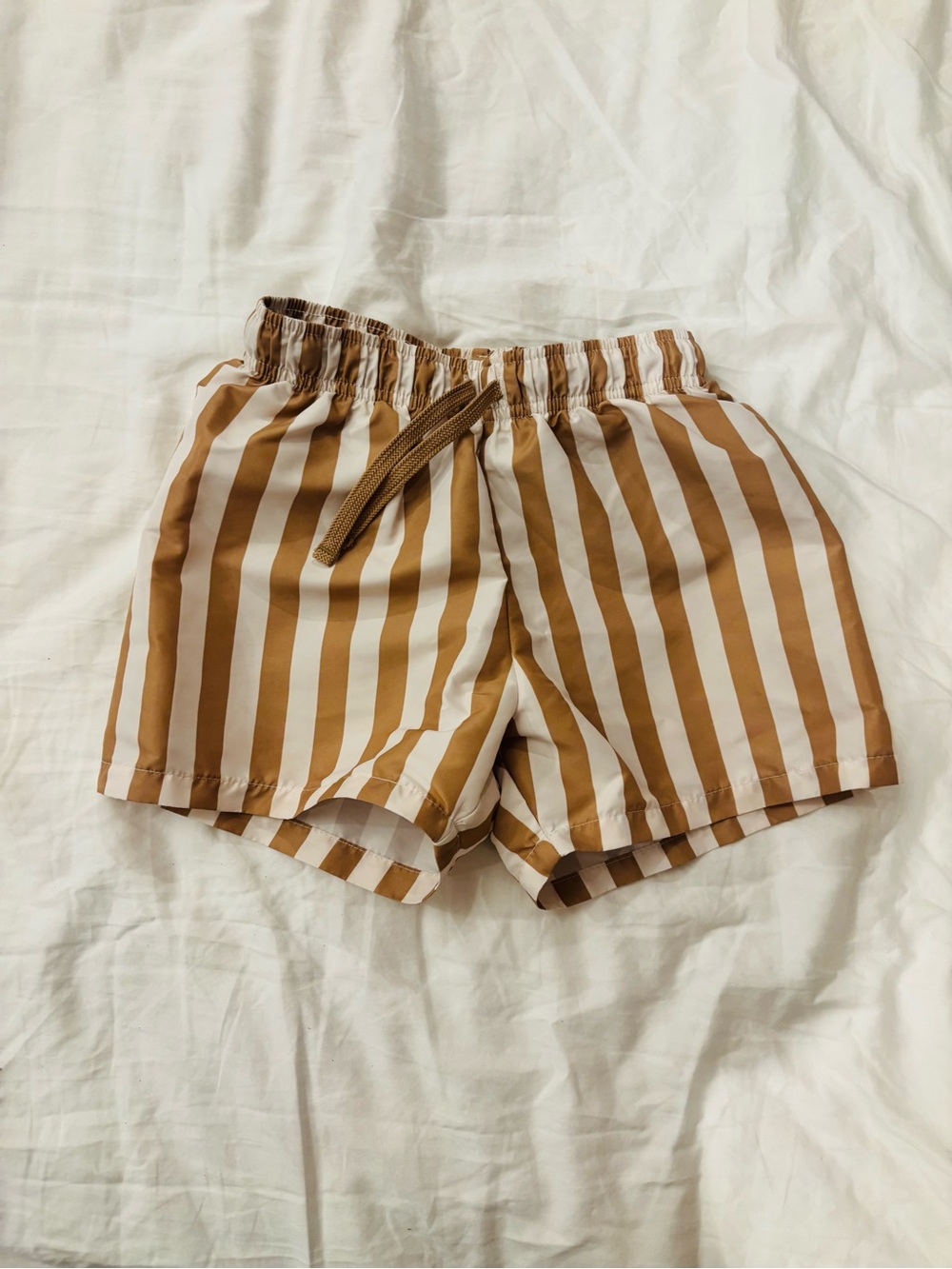 H&M Kids Striped Swim Trunks Size 6-7 | Fully Lined Neutral Beach Swim Shorts